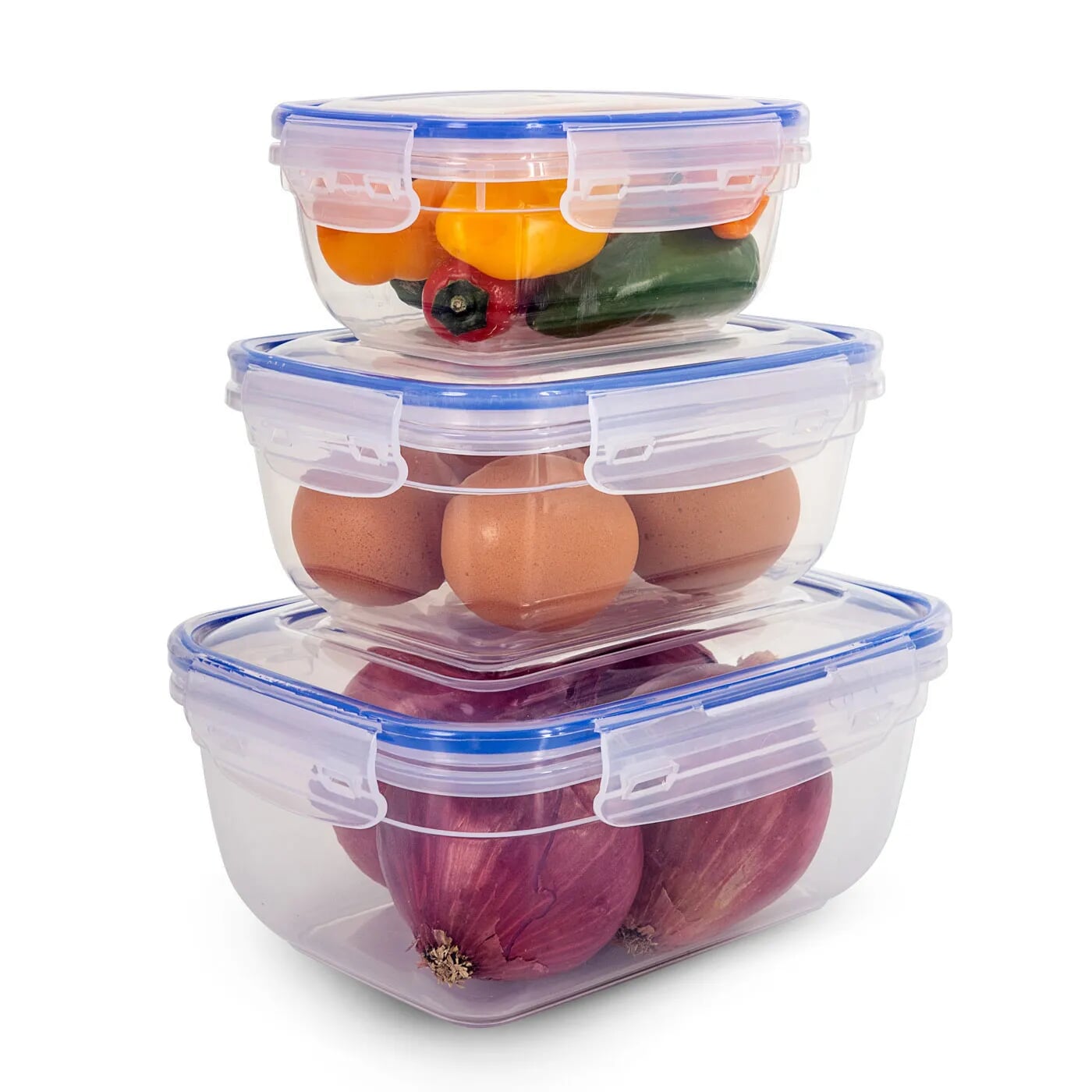 Set x 3 Recipientes Herméticos KALLEY Rectangular 400 ml- 800 ml y 1400 ml