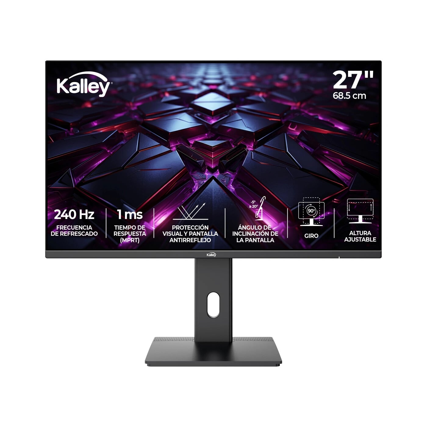 Monitor KALLEY Gamer 27" Pulgadas M27FG24 FHD Plano Negro
