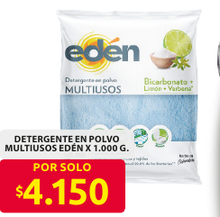 Recorte del folleto: DETERGENTE EN POLVO MULTIUSOS EDÉN X 1.000 G.