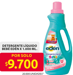 Recorte del folleto: DETERGENTE LÍQUIDO BEBÉ EDÉN X 1.000 ML.