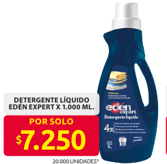 Recorte del folleto: DETERGENTE LÍQUIDO EDÉN EXPERT X 1.000 ML.