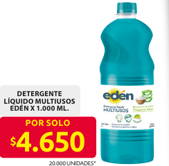 Recorte del folleto: DETERGENTE LÍQUIDO MULTIUSOS EDÉN X 1.000 ML.