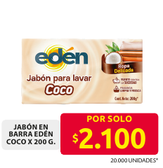 Recorte del folleto: JABÓN EN BARRA EDÉN COCO X 200 G.