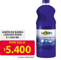 Recorte del folleto: JABÓN DE BARRA LÍQUIDO EDÉN X 1.000 ML