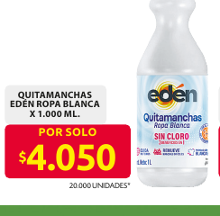 Recorte del folleto: QUITAMANCHAS EDÉN ROPA BLANCA X 1.000 ML.