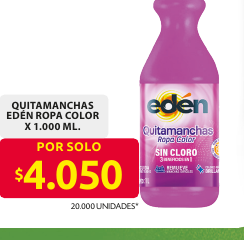 Recorte del folleto: QUITAMANCHAS EDÉN ROPA COLOR X 1.000 ML.
