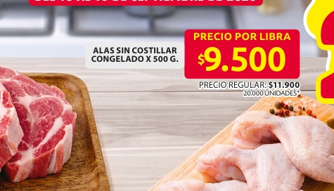Recorte del folleto: ALAS SIN COSTILLAR CONGELADO X 500 G.