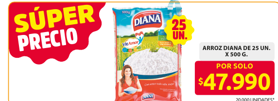 Recorte del folleto: ARROZ DIANA DE 25 UN. X 500 G.