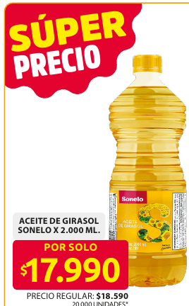 Recorte del folleto: ACEITE DE GIRASOL SONELO X 2.000 ML.