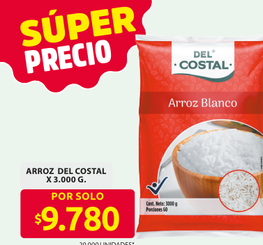 Recorte del folleto: ARROZ DEL COSTAL X 3.000 G.