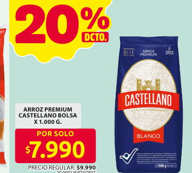 Recorte del folleto: ARROZ PREMIUM CASTELLANO BOLSA X 1.000 G.