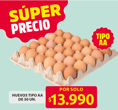 Recorte del folleto: HUEVOS TIPO AA DE 30 UN.