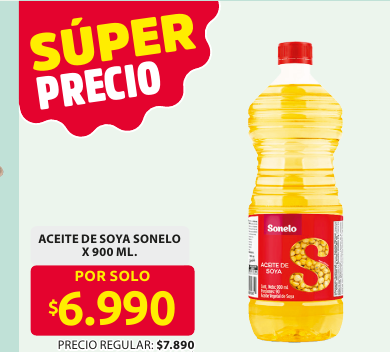 Recorte del folleto: ACEITE DE SOYA SONELO X 900 ML.