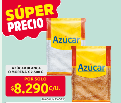 Recorte del folleto: AZÚCAR BLANCA O MORENA X 2.500 G.