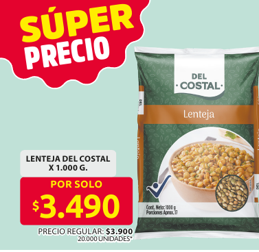 Recorte del folleto: LENTEJA DEL COSTAL X 1.000 G.