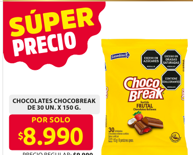 Recorte del folleto: CHOCOLATES CHOCOBREAK DE 30 UN. X 150 G.