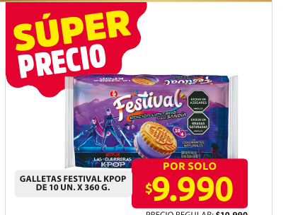 Recorte del folleto: GALLETAS FESTIVAL KPOP DE 10 UN. X 360 G.