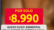 Recorte del folleto: QUESO SUIZO EMMENTAL DE LA CUESTA PLACERES X 140 G.