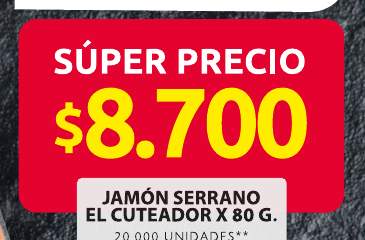 Recorte del folleto: JAMÓN SERRANO EL CUTEADOR X 80 G.