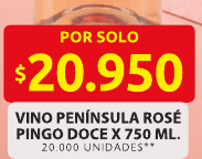 Recorte del folleto: VINO PENÍNSULA ROSÉ PINGO DOCE X 750 ML.