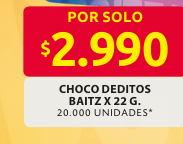 Recorte del folleto: CHOCO DEDITOS BAITZ X 22 G.