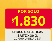 Recorte del folleto: CHOCO GALLETICAS BAITZ X 30 G.