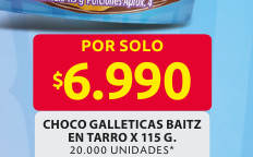 Recorte del folleto: CHOCO GALLETICAS BAITZ EN TARRO X 115 G.