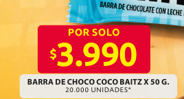 Recorte del folleto: BARRA DE CHOCO COCO BAITZ X 50 G.
