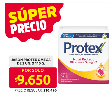 Recorte del folleto: JABÓN PROTEX OMEGA DE 3 UN. X 110 G.