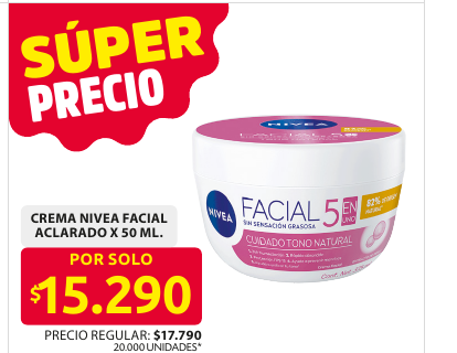 Recorte del folleto: CREMA NIVEA FACIAL ACLARADO X 50 ML.