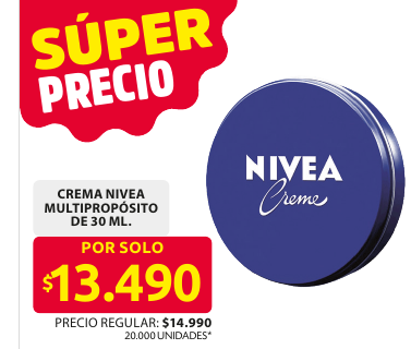 Recorte del folleto: CREMA NIVEA MULTIPROPÓSITO DE 30 ML.