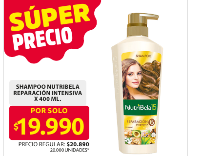 Recorte del folleto: SHAMPOO NUTRIBELA REPARACIÓN INTENSIVA X 400 ML.