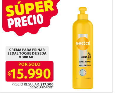 Recorte del folleto: CREMA PARA PEINAR SEDAL TOQUE DE SEDA X 300 ML.