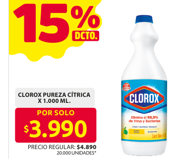 Recorte del folleto: CLOROX PUREZA CÍTRICA X 1.000 ML.