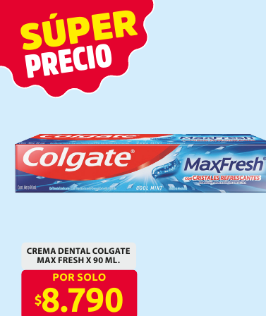 Recorte del folleto: CREMA DENTAL COLGATE MAX FRESH X 90 ML.