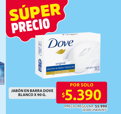 Recorte del folleto: JABÓN EN BARRA DOVE BLANCO X 90 G.