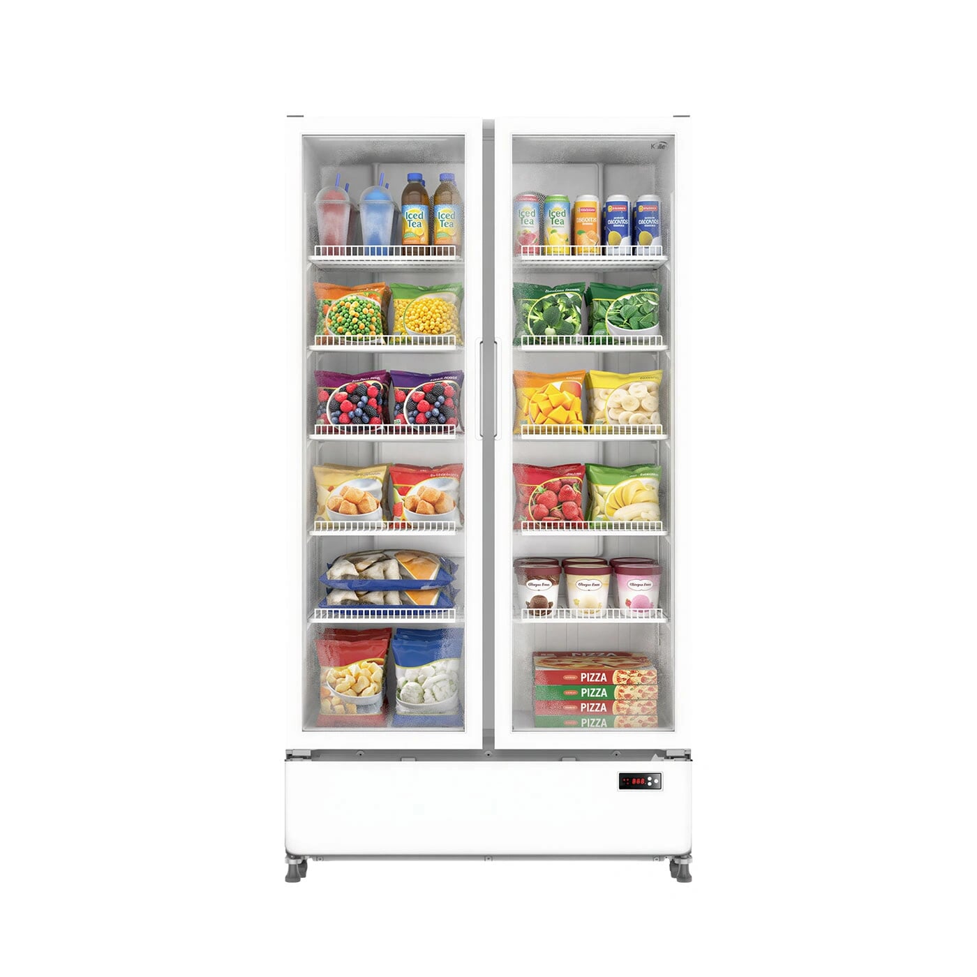 Nevera Vitrina KALLEY 630 Litros No Frost INVERTER Dos Puertas K-SC630NFI Blanco