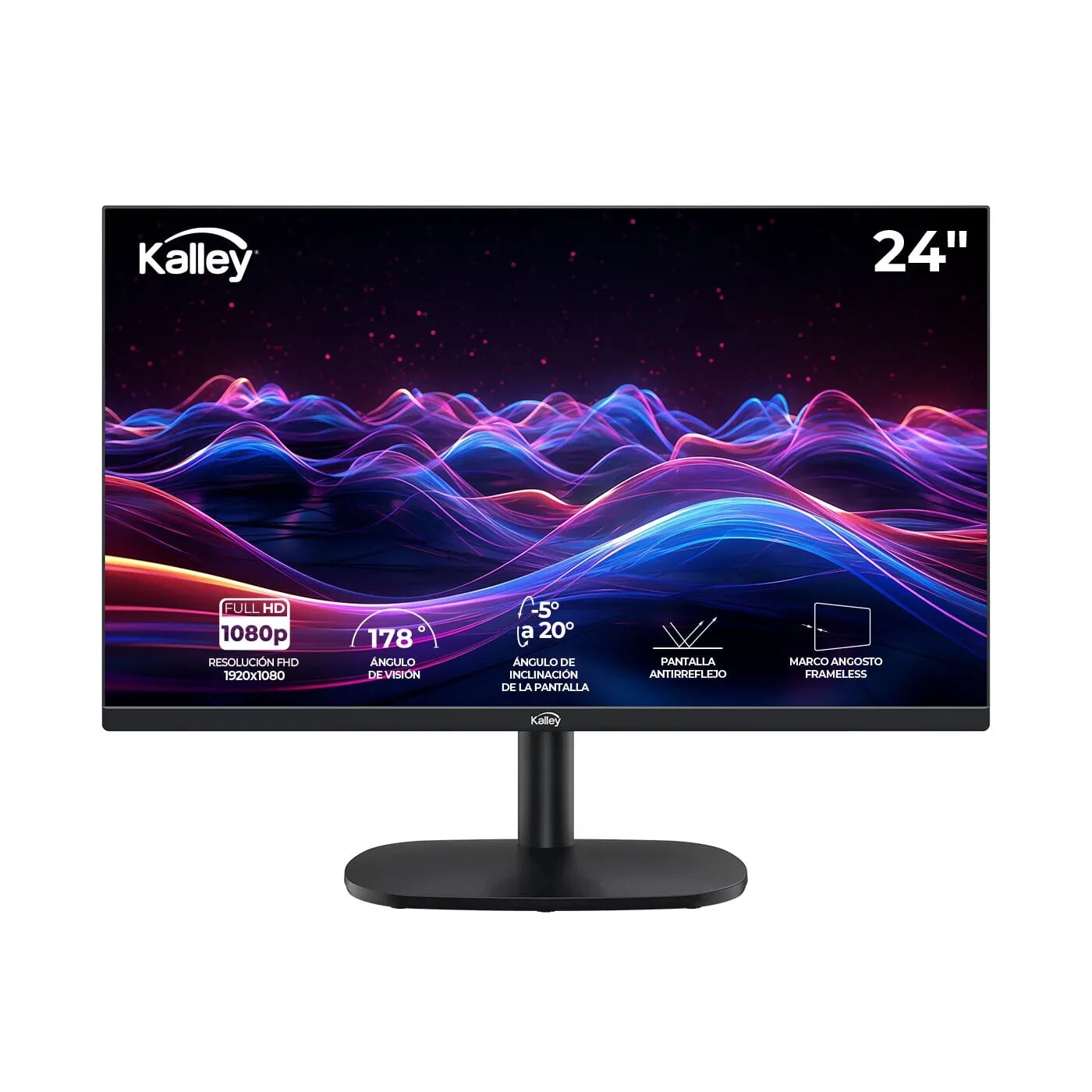Monitor KALLEY 24" Pulgadas M24FP3 FHD Plano Negro