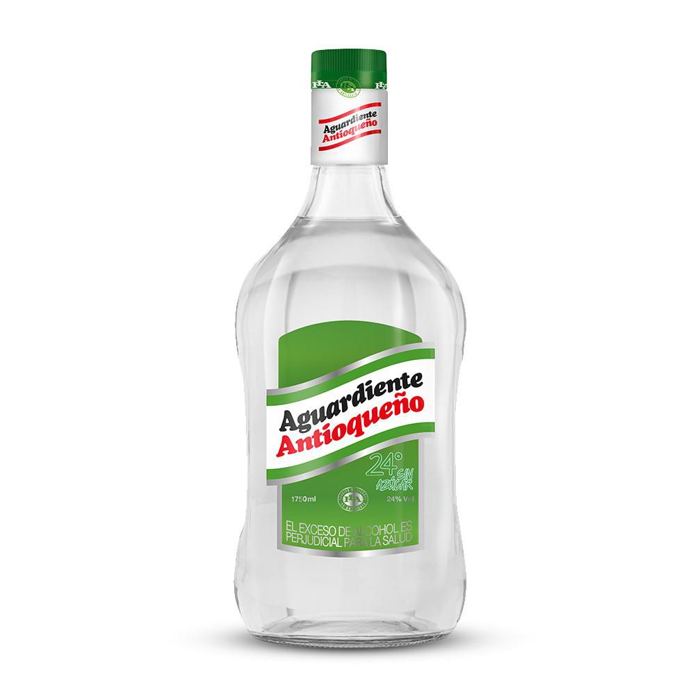 Aguardiente ANTIOQUENO verde sin azúcar garrafa (1750 ml)