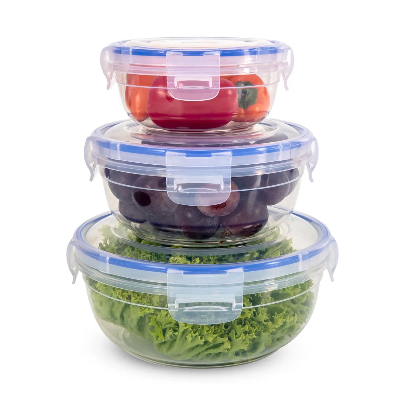 Set x 3 Recipientes Herméticos KALLEY Redondos 400 ml- 800 ml y 1350 ml