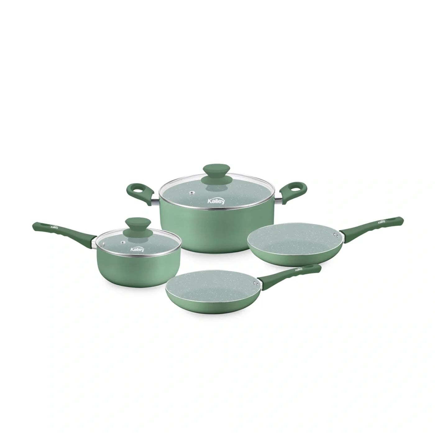 Batería de Cocina / Juego de Ollas 6 Piezas KALLEY Antiadherente Cerámico Verde