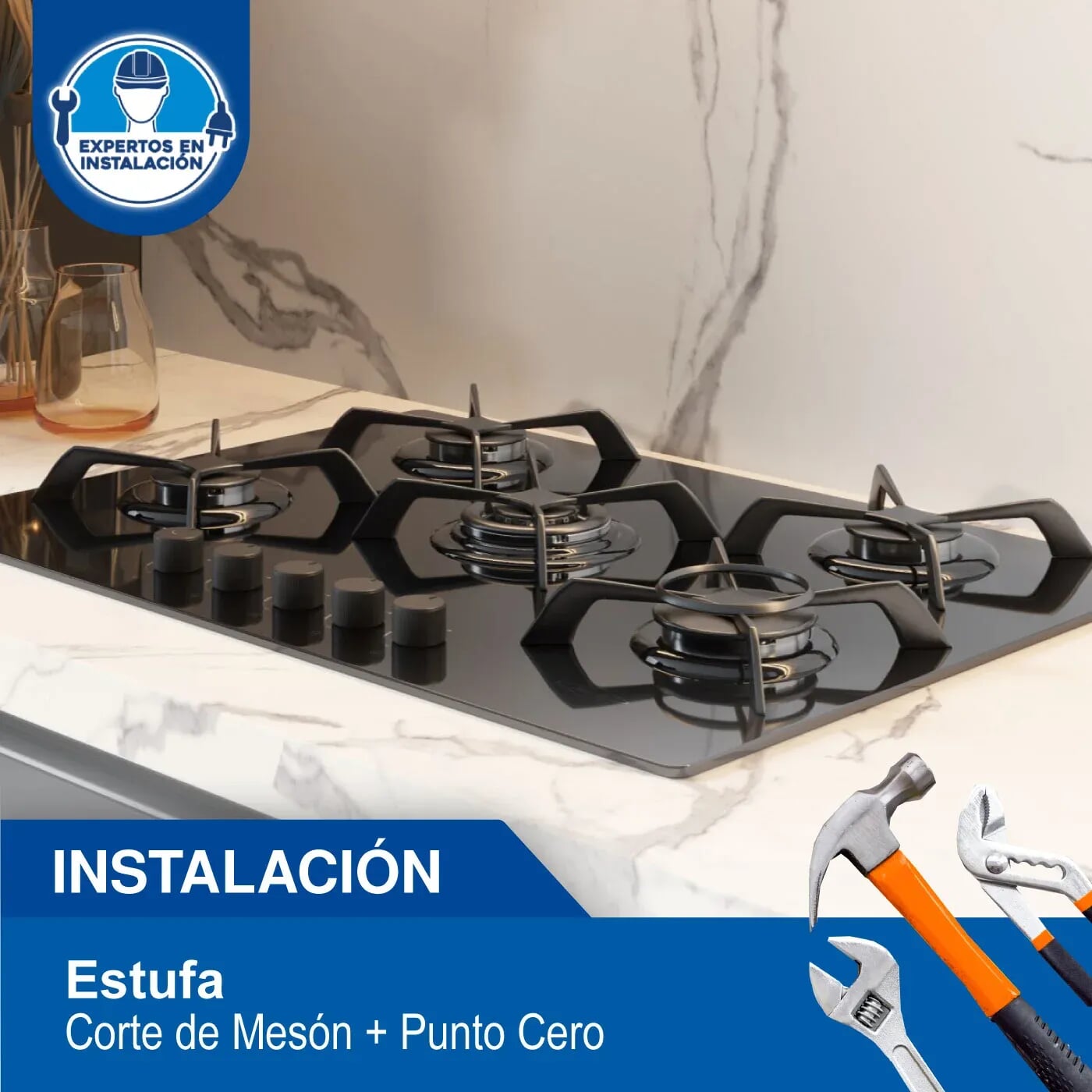 Instalación de Estufa + Corte de Mesón
