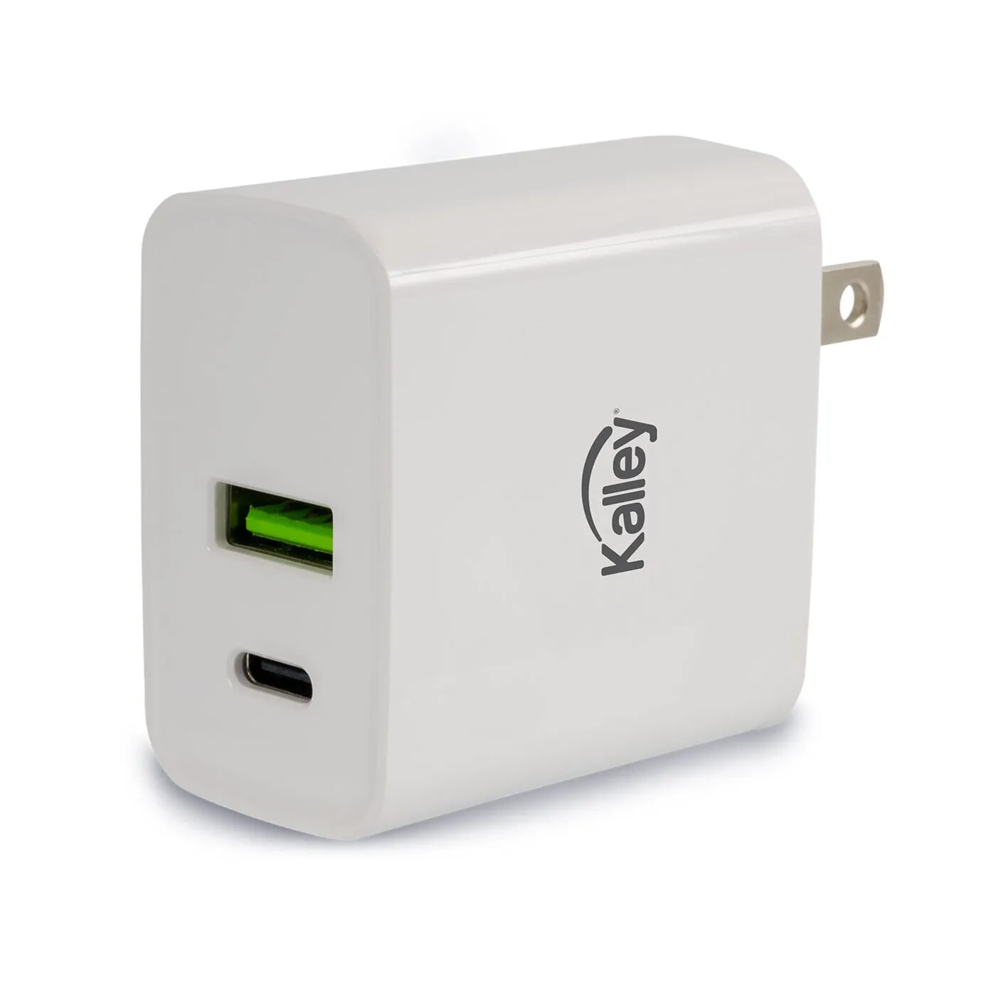 Adaptador|Cargador de Pared KALLEY Dual USB|USB-C 20w Carga Rápida K-CP Blanco