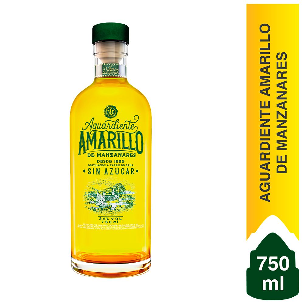 Aguardiente amarillo manzanares sin azúcar (750 ml)