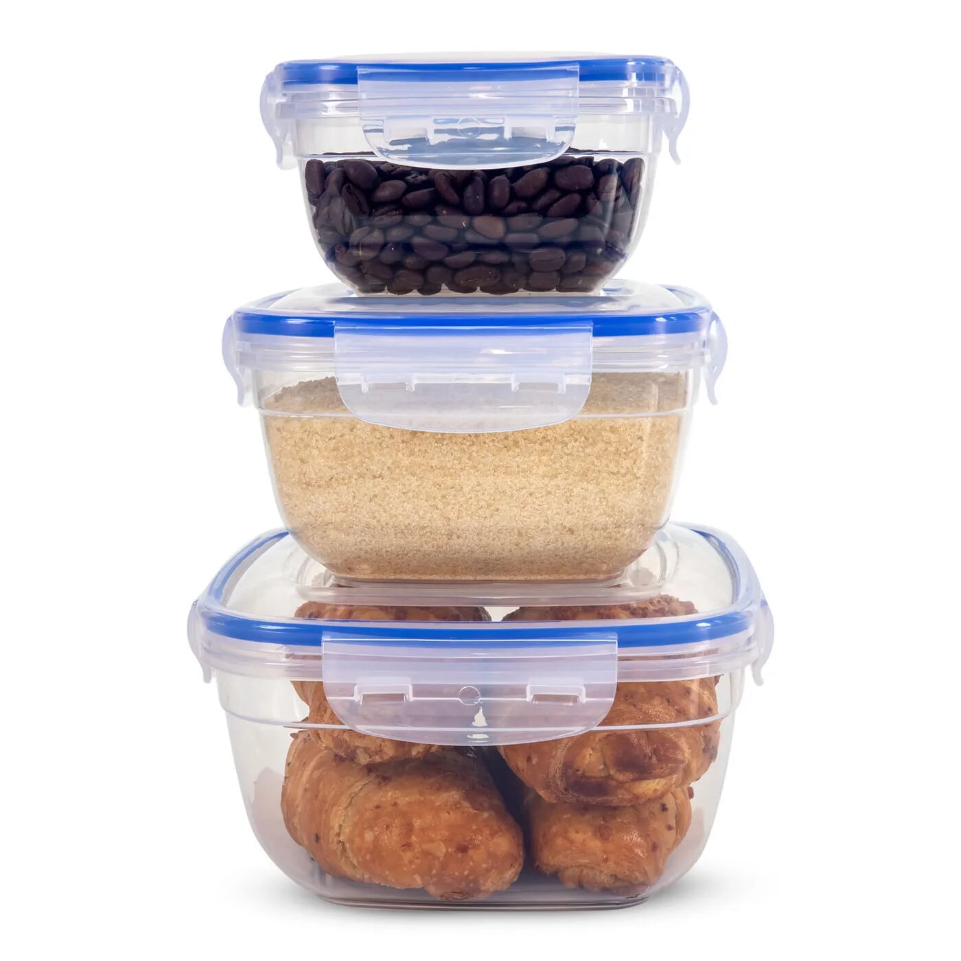 Set x 3 Recipientes Herméticos KALLEY Cuadrados 900 ml- 1500 ml y 2400 ml