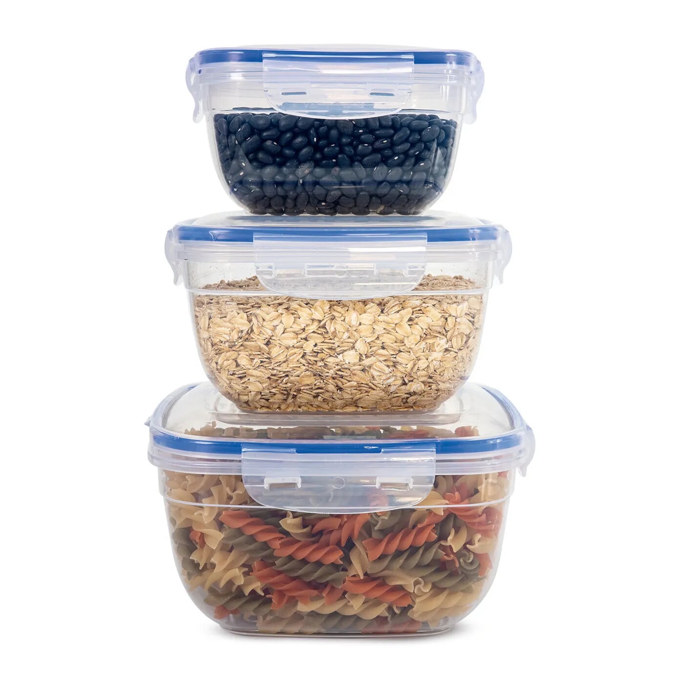Set x 3 Recipientes Herméticos KALLEY Cuadrados 500 ml- 900 ml y 1500 ml
