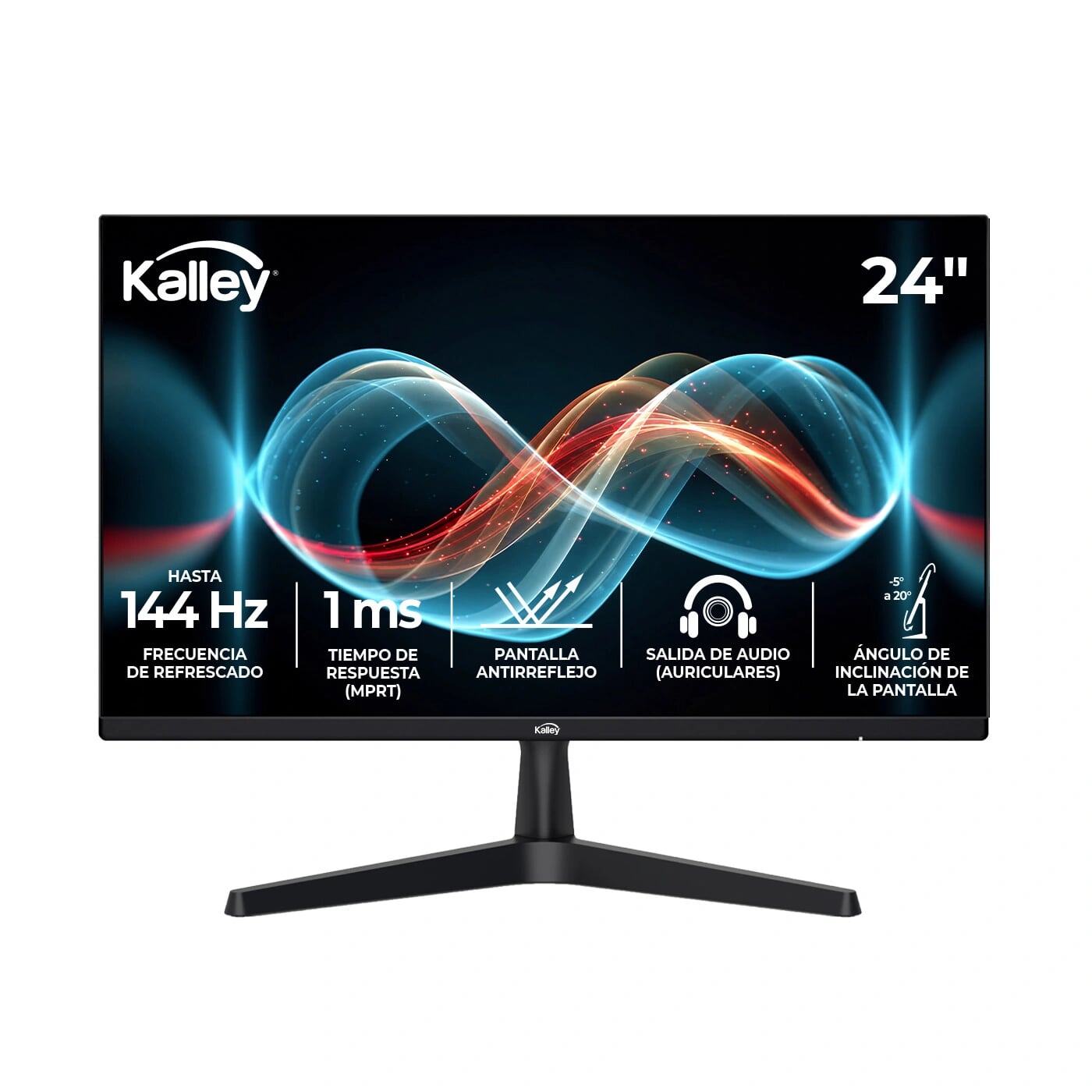 Monitor KALLEY 24" Pulgadas M24F14 FHD Plano Negro